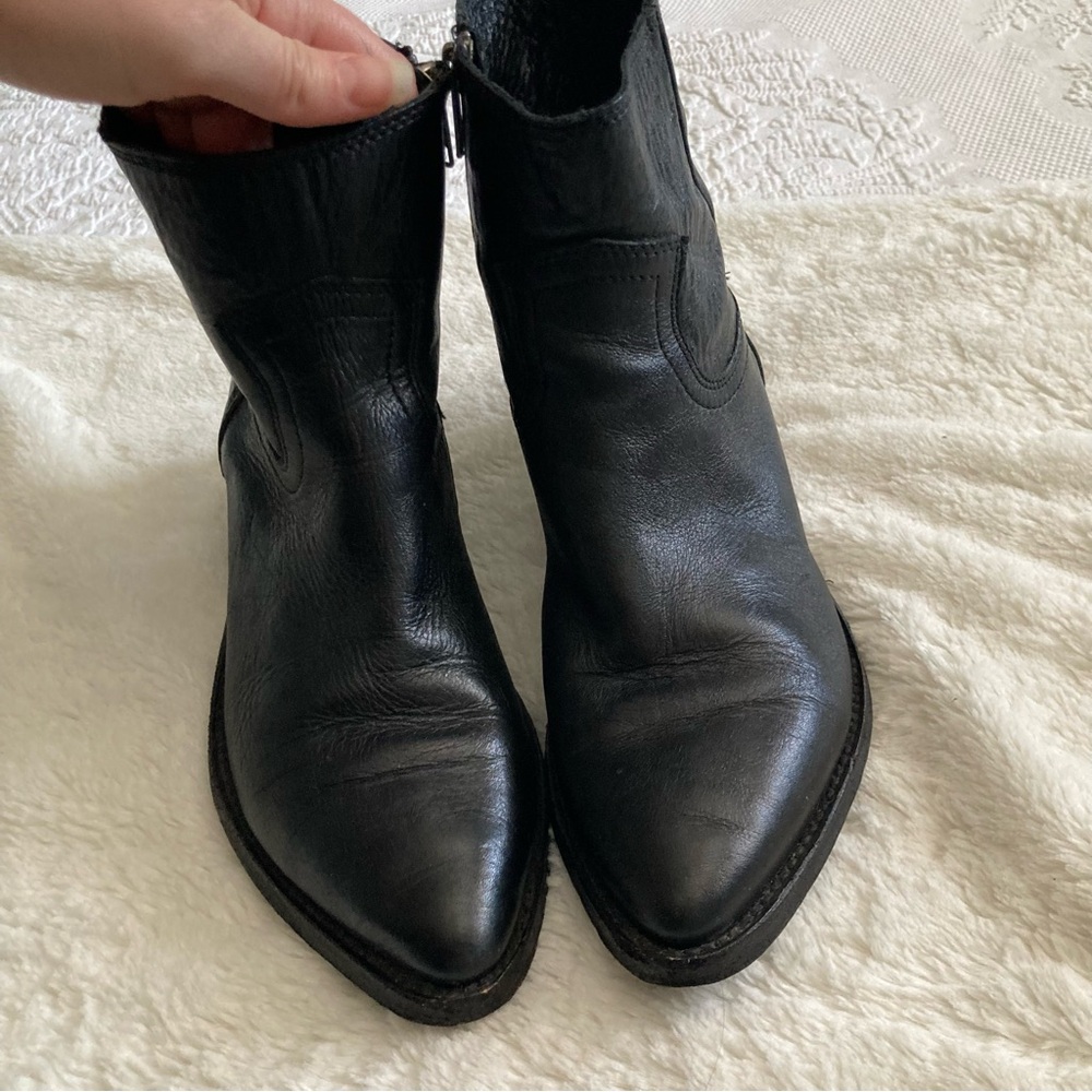 Frye Black Leather Ankle Boots Booties - Picture 3 of 13